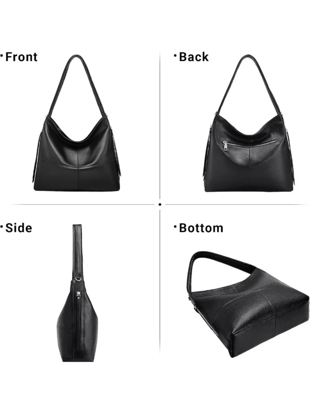 Stylish Genuine Leather Hobo Bag for Women - Versatile Crossbody & Tote with 2